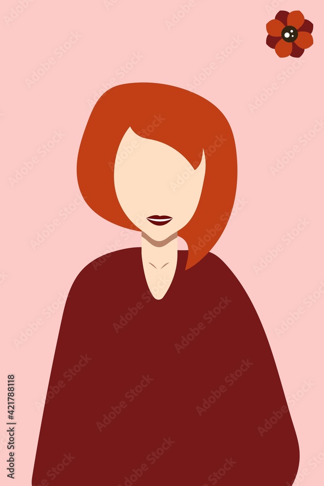 woman with beautiful hair, beautiful hairstyle. redhead girl. women of different nationalities. Feminism, Sisterhood, Equality. Women's friendship, international women's day