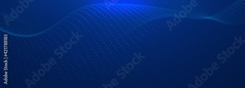Beautiful abstract wave technology background. Blue light effect corporate concept background. Digital technology wave line dots background	
