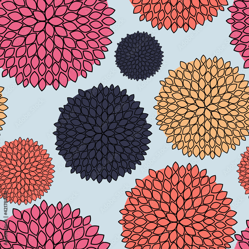 Fototapeta premium Abstract Flower Seamless Pattern Background. Vector Illustration