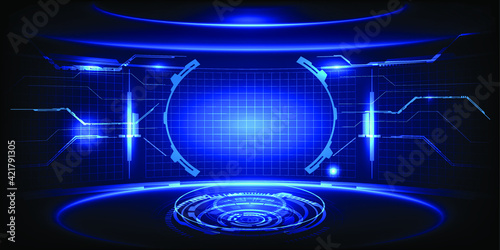 Hi tech digital showcase futuristic layout stage.Modern digital high end concepts.Vector illustration.