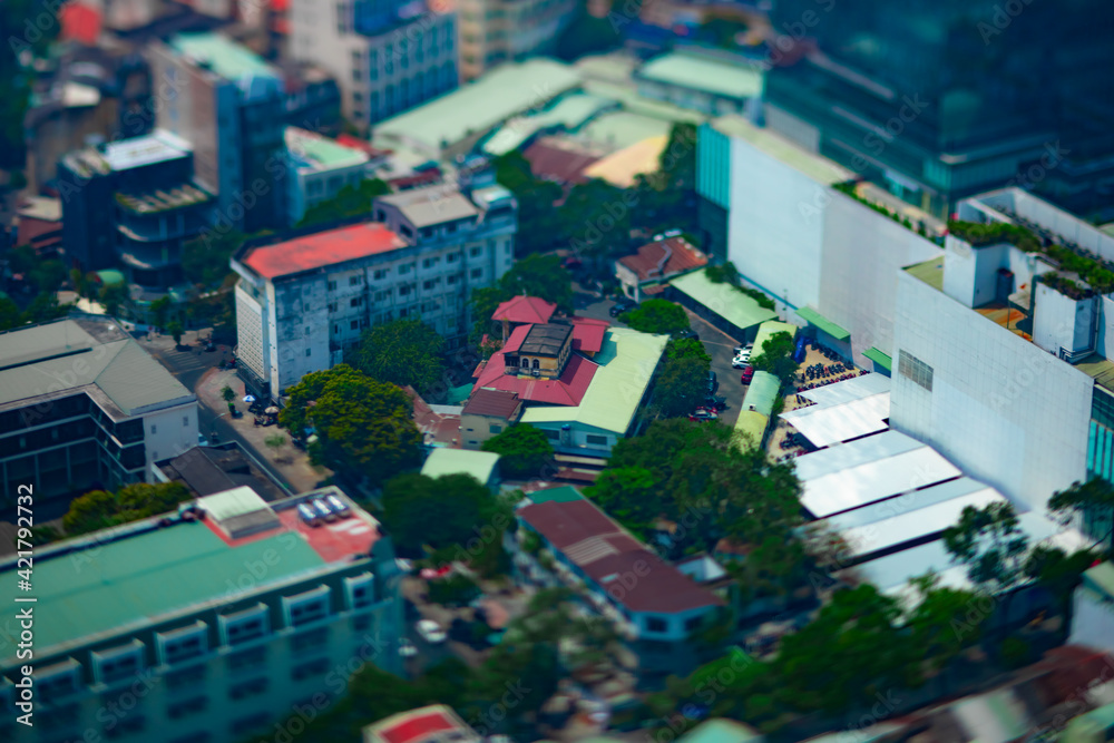 A high angle view of miniature cityscape at the downtown in Ho Chi Minh daytime tiltshift A high angle view of miniature cityscape at the downtown in Ho Chi Minh daytime tiltshift