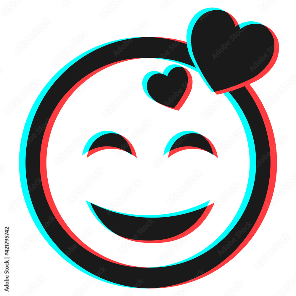 Cartoon smile emoticon symbol, icon in 3d effect with blue and red color Cartoon smile emoticon symbol, icon in 3d effect with blue and red color