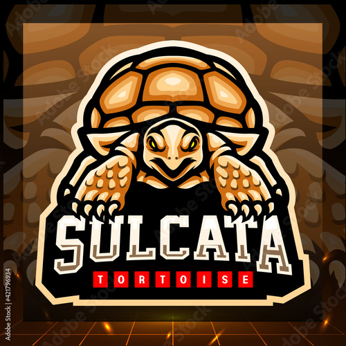 Sulcata tortoise mascot. esport logo design