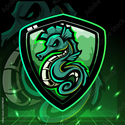 Sea horse mascot. esport logo design