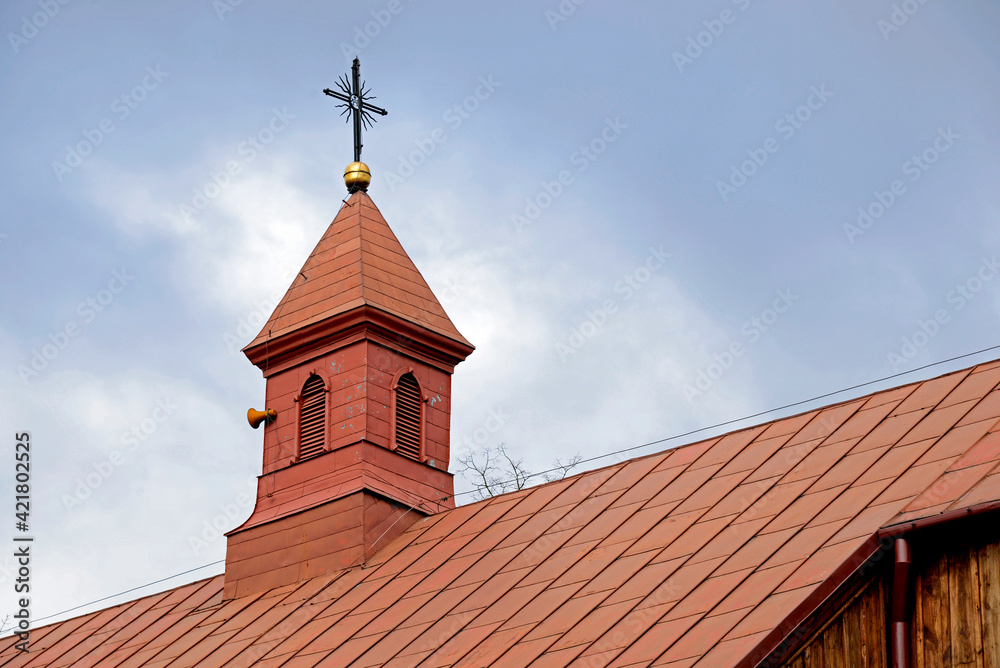 built in the mid-18th century, a wooden Catholic church dedicated to the birth of the Blessed Virgin Mary in the village of cautious in Masovia, Poland