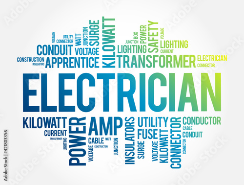 Electrician word cloud collage, concept background