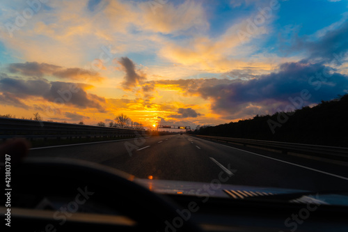 Sunset from old car