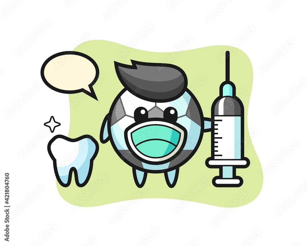 Mascot character of football as a dentist Mascot character of football as a dentist
