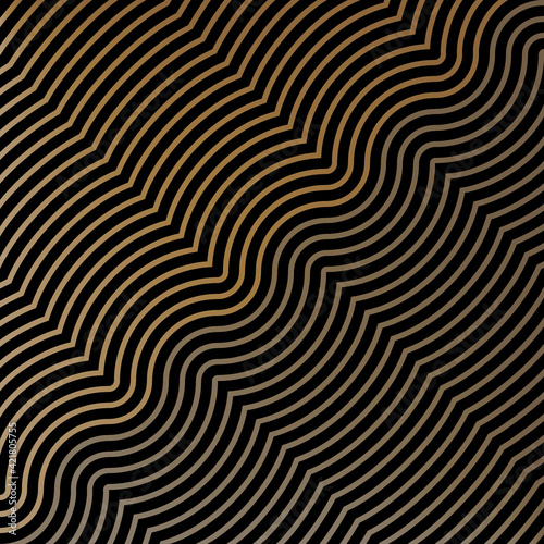 Abstract of  diagonal mesh pattern. Design arc line of gold on black background. Design print for illustration, texture, wallpaper, background.