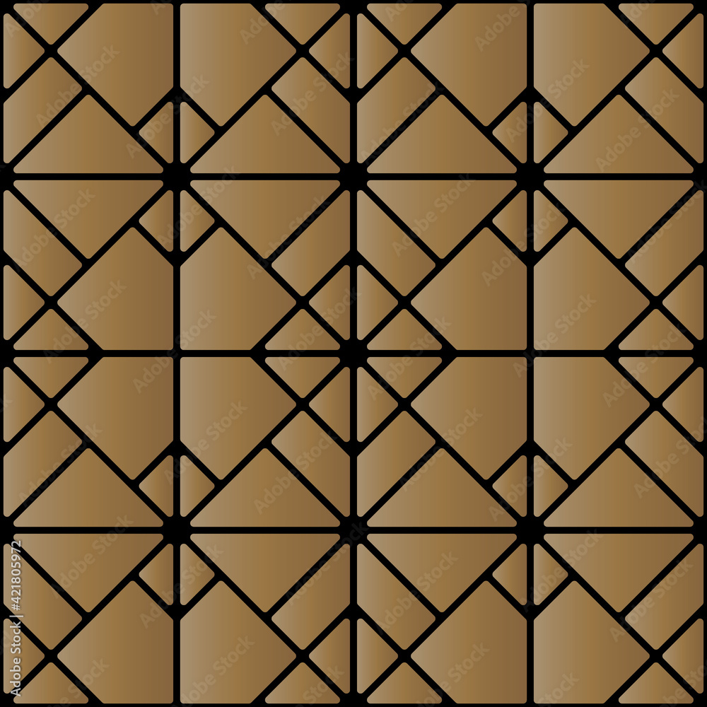 Naklejka premium Seamless of diagonal square pattern. Design regular tile of gold on black background. Design print for illustration, texture, wallpaper, background.