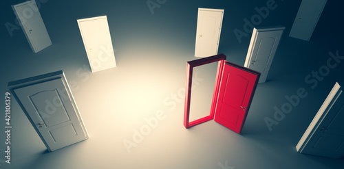 Fotografía Choose open door. Choise and decision in life