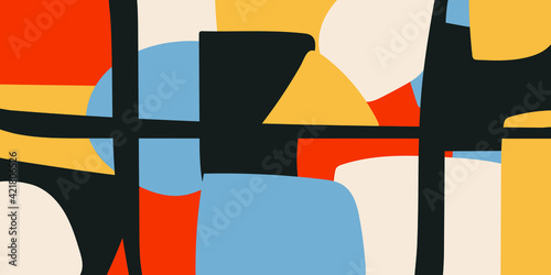 geometric design posters vector illustration.  template with primitive shapes elements, modern hipster style background