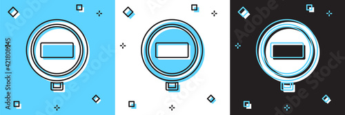 Set Stop sign icon isolated on blue and white, black background. Traffic regulatory warning stop symbol. Vector