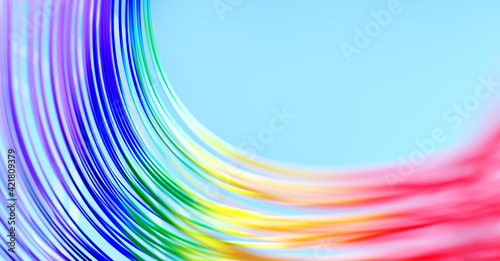 Abstract rainbow color waved wires background.