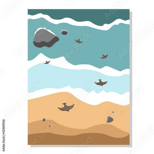 Beautiful seaside scenery vector illustration for your design and decoration