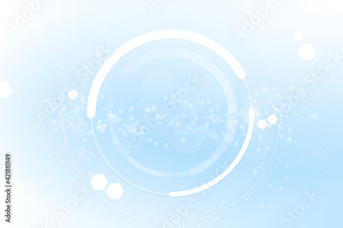 Abstract soft blue Circle HUD head-up display interface, Futuristic technology digital hi tech concept background. Space for your text. Vector illustration