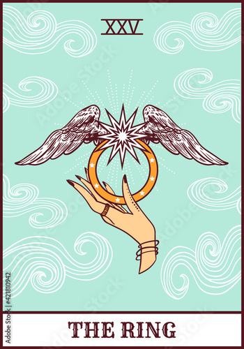 tarot card "the ring". Occult, fortune telling, tapestry