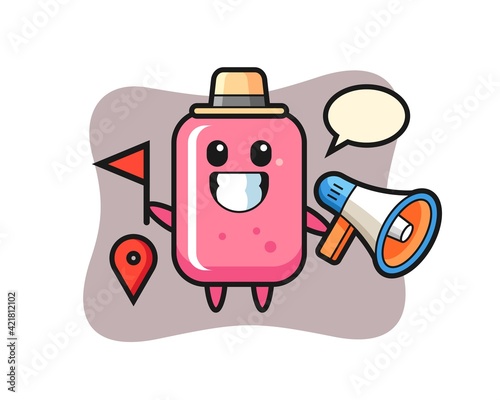 Character cartoon of bubble gum as a tour guide