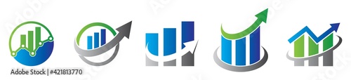 collection of logo Growing graph . Business chart icon. Growth success symbol, Vector illustration