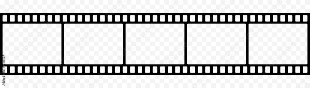 Fototapeta premium film strip icon isolated on transparent background. tape photo film strip frame, Video Film strip roll, Vector illustration
