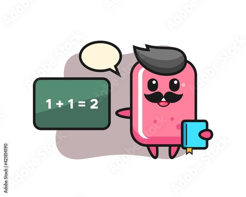 Illustration of bubble gum character as a teacher