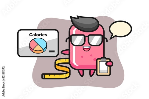 Illustration of bubble gum mascot as a dietitian