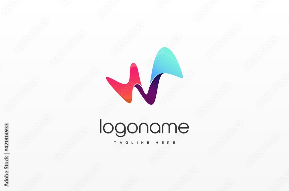 Fototapeta premium Letter W playful logo design, Letter W colorful logo design
