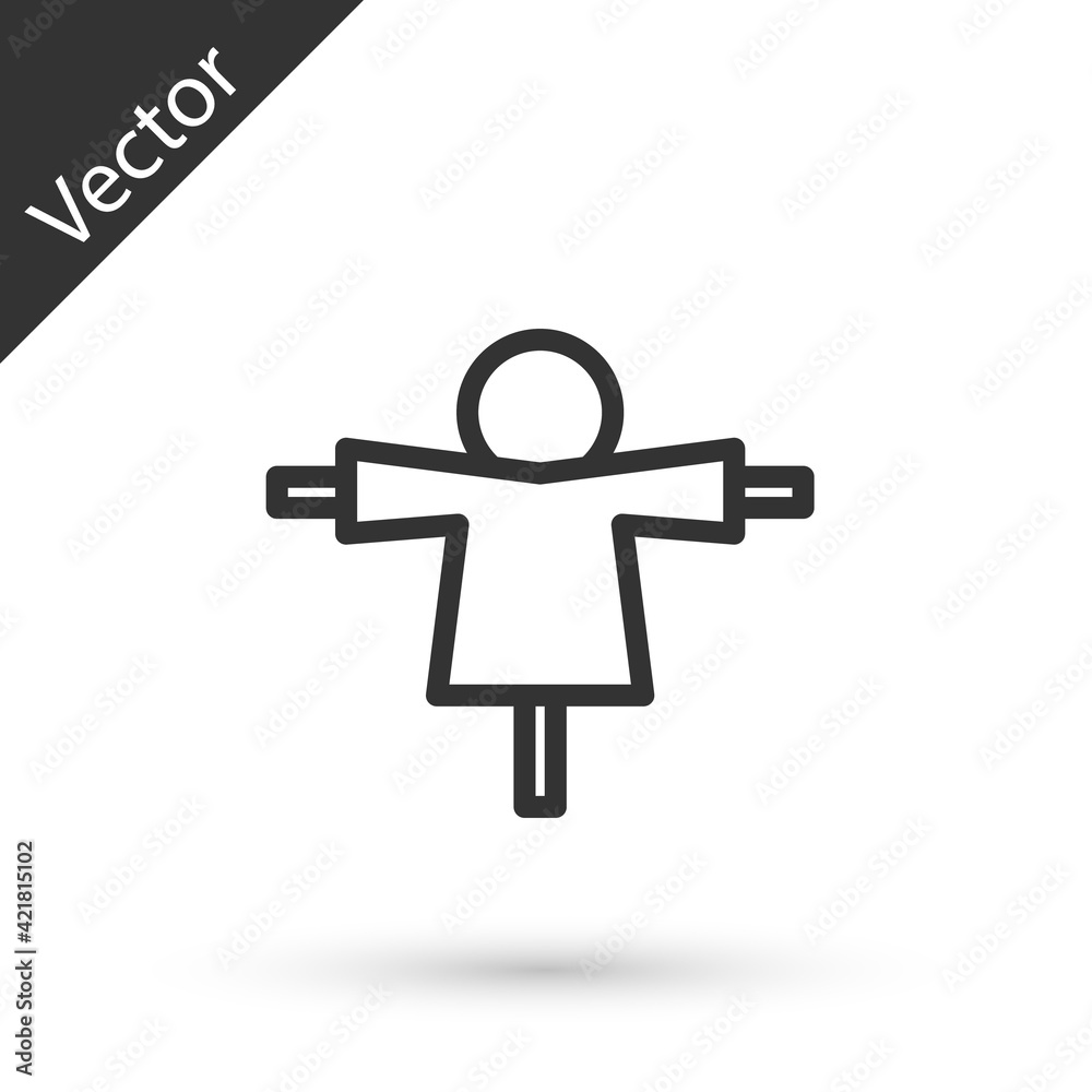 Obraz premium Grey line Scarecrow icon isolated on white background. Vector