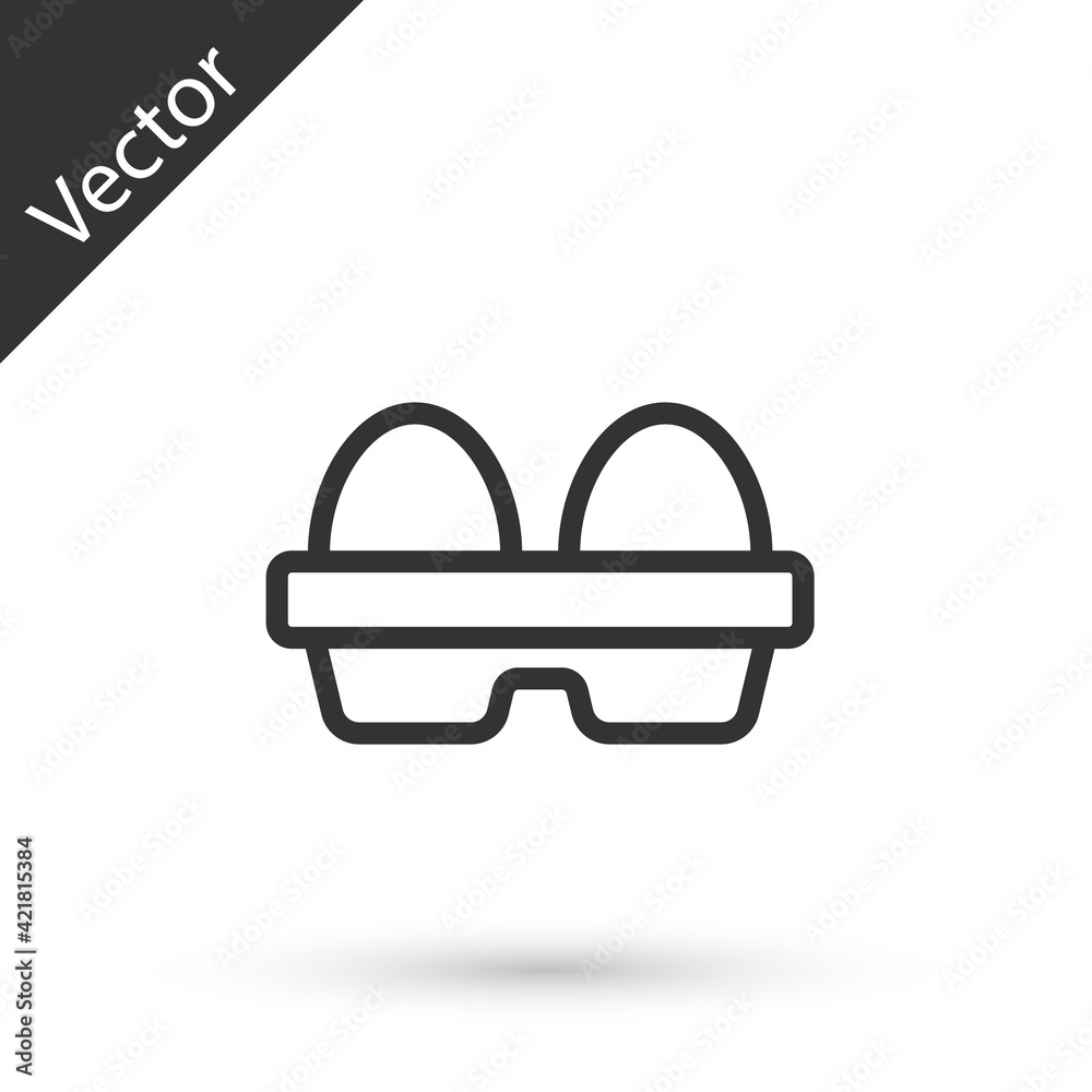 Grey line Chicken egg in box icon isolated on white background. Vector Grey line Chicken egg in box icon isolated on white background. Vector