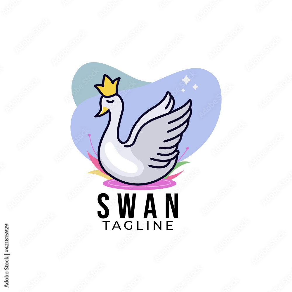 Flat swan logo design elements Flat swan logo design elements