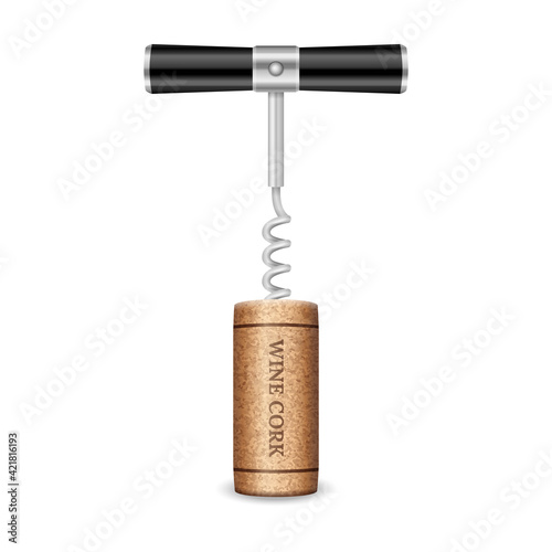 Wine corkscrew and cork