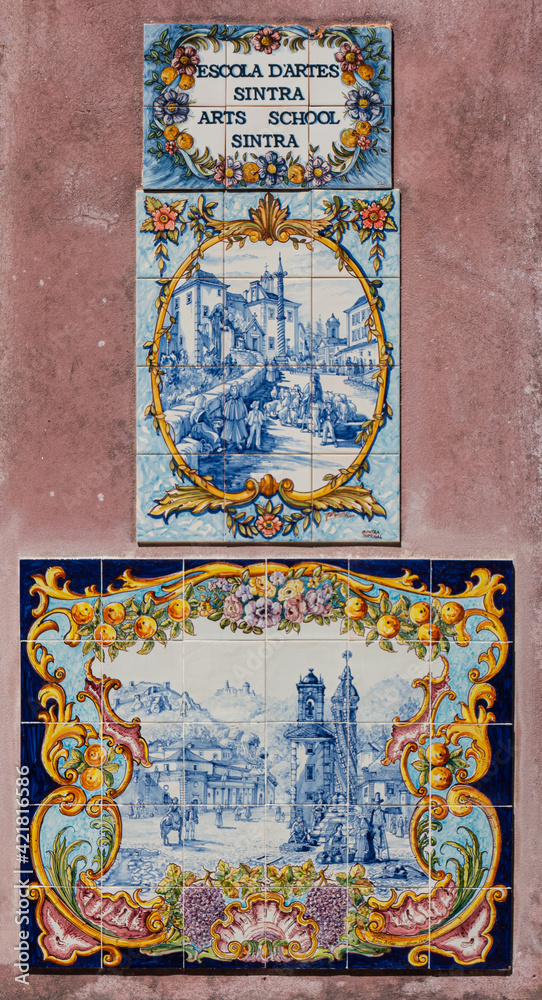 detail of typical portuguese tiles