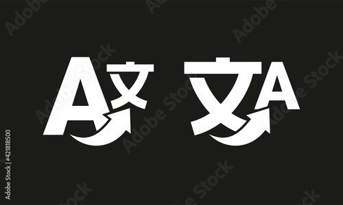 Translate icon sign. Website translation. Dictionary, translation Apps. Isolated on dark background. Illustration vector