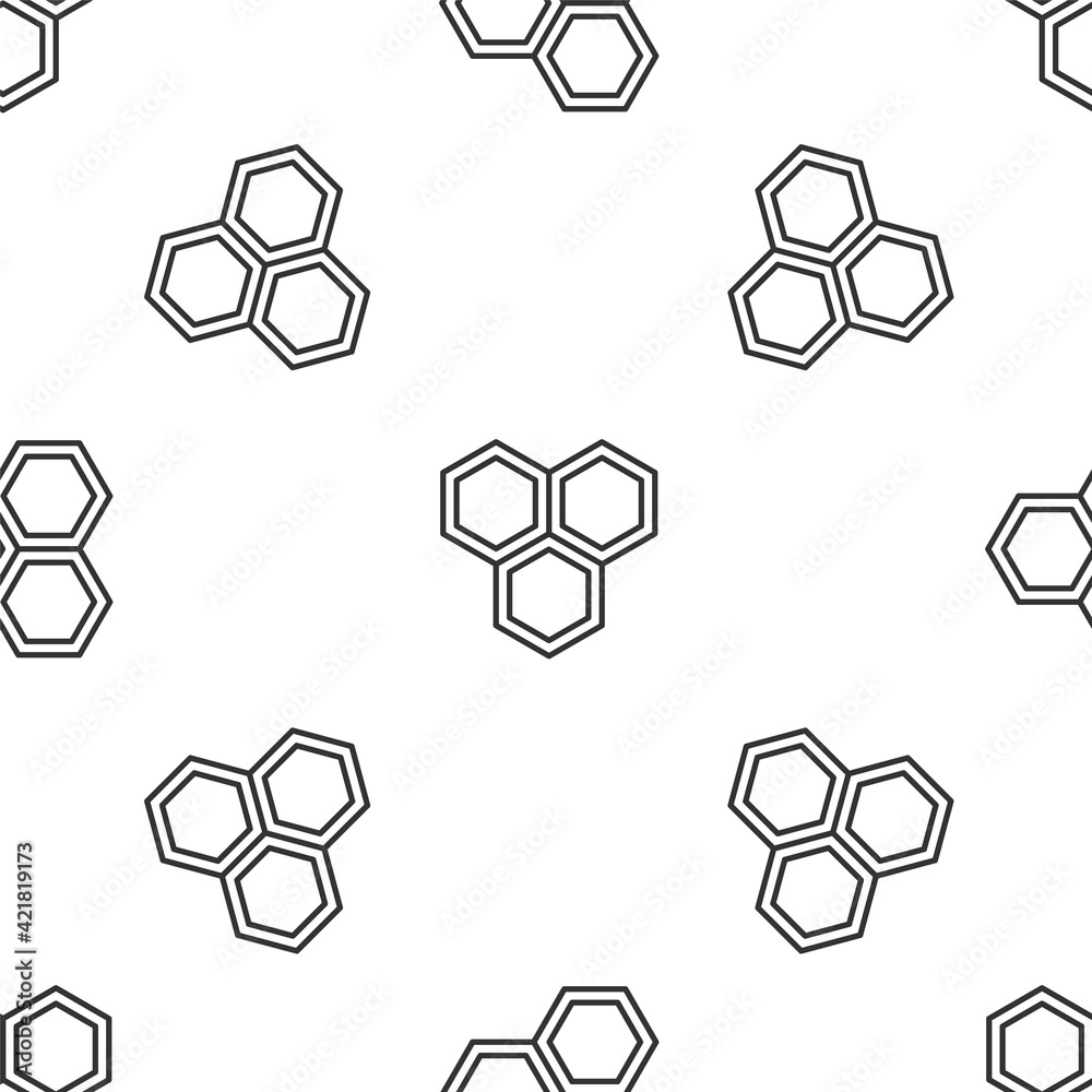 Grey line Honeycomb icon isolated seamless pattern on white background. Honey cells symbol. Sweet natural food. Vector Grey line Honeycomb icon isolated seamless pattern on white background. Honey cells symbol. Sweet natural food. Vector