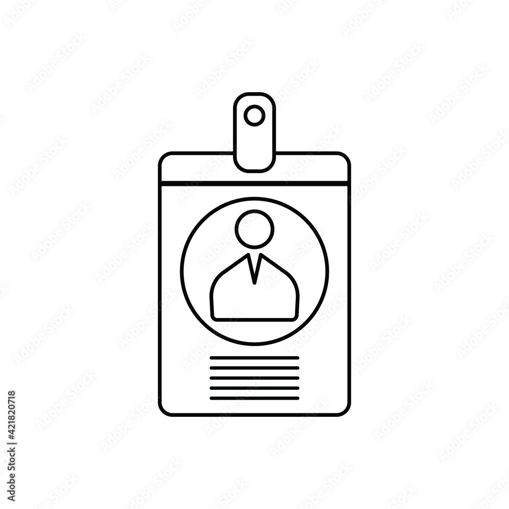 Identification card line icon on white background image Identification card line icon on white background image