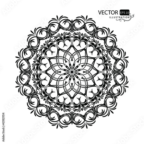 Mandala. Beautiful round pattern on white background. Oriental ornament. Arabesque. Vector illustration.