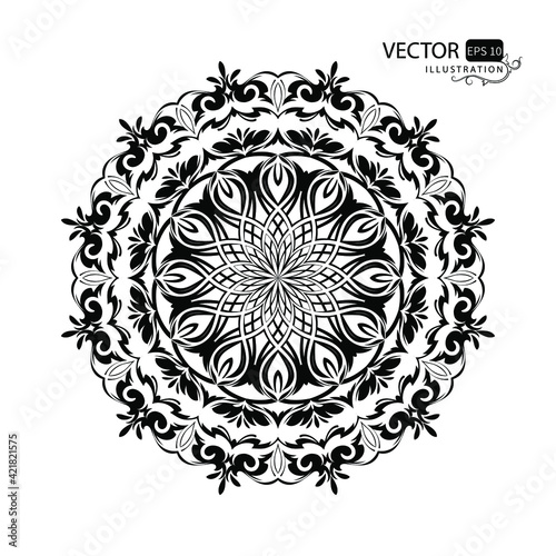 Mandala. Beautiful round pattern on white background. Oriental ornament. Arabesque. Vector illustration.