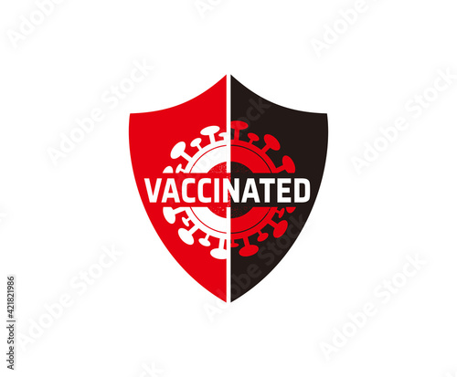 Vaccinated covid-19 red stamp, covid shield vaccination rubber stamp design.