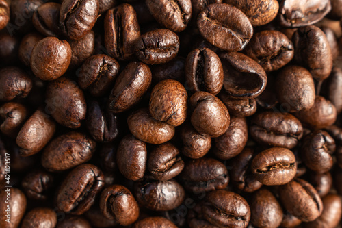 bright roasted coffee beans background