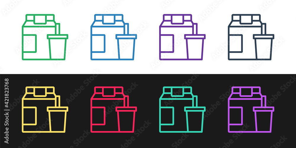 Set line Online ordering and fast food delivery icon isolated on black and white background. Vector Set line Online ordering and fast food delivery icon isolated on black and white background. Vector