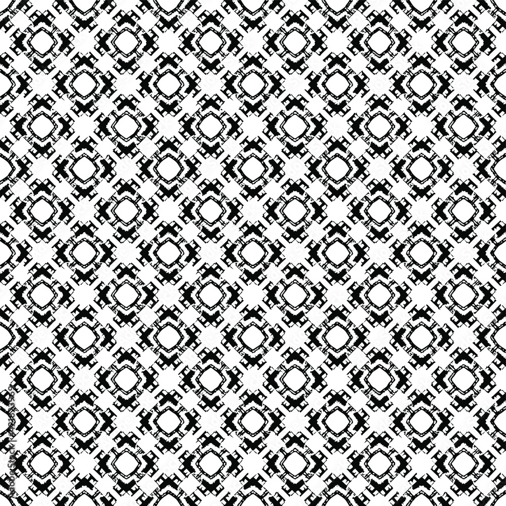 Fototapeta premium Black and white pattern texture. Bw ornamental graphic design. Mosaic ornaments. Pattern template. Vector illustration.