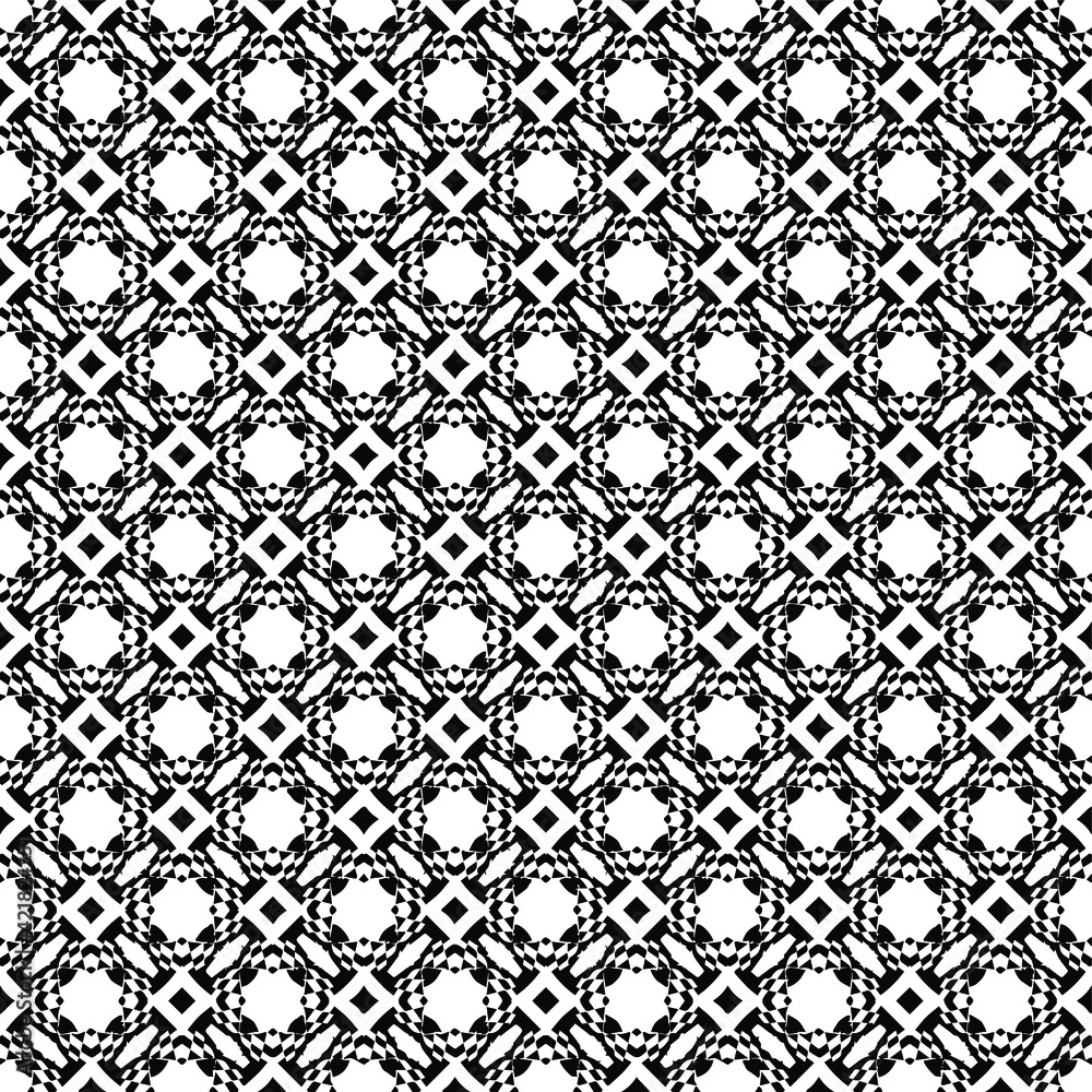 Black and white pattern texture. Bw ornamental graphic design. Mosaic ornaments. Pattern template. Vector illustration.