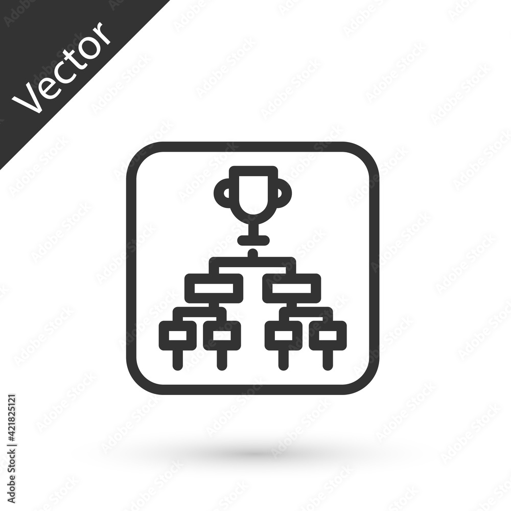 Grey line Results and standing tables scoreboard championship tournament bracket icon isolated on white background. Vector Grey line Results and standing tables scoreboard championship tournament bracket icon isolated on white background. Vector