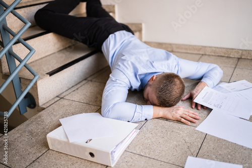 Fotografie Slip Fall Accident. Fell Down