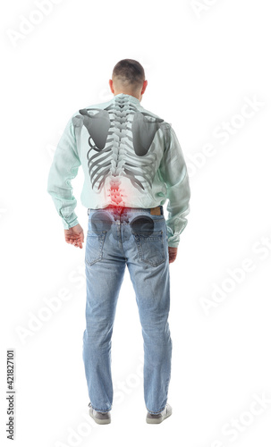 Hunchbacked young man on wh...