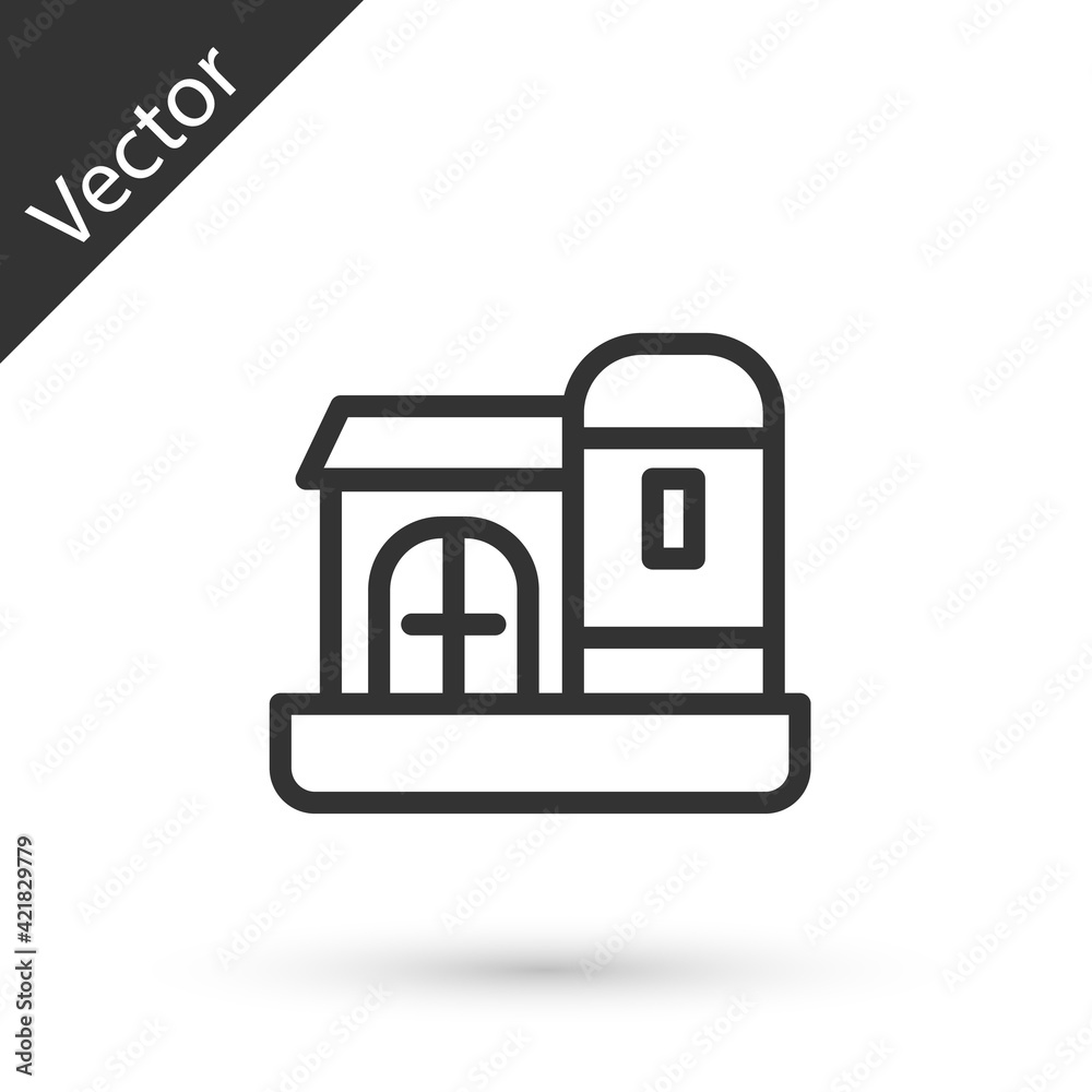 Grey line Farm house icon isolated on white background. Vector Grey line Farm house icon isolated on white background. Vector