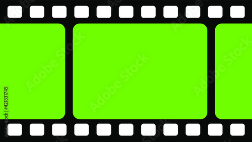Chromakey, green screen background. Old Filmstrip. Old movie films strip frame.  photo