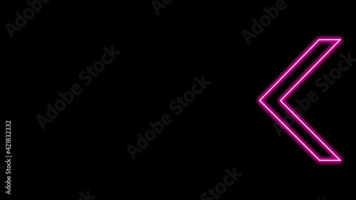 Animation of Glowing Neon Arrows. Looped Moving Arrows. Neon Sign Sparkling with Bright Lights. Seamless Loop 4K. Animation of Arrow Sign on Isolated Background with Alpha Channel.