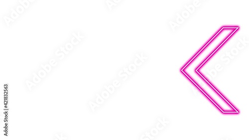 Animation of Glowing Neon Arrows. Looped Moving Arrows. Neon Sign Sparkling with Bright Lights. Seamless Loop 4K. Animation of Arrow Sign on White Background with Alpha Channel.