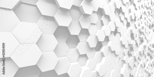 Fototapeta Naklejka Na Ścianę i Meble -  White Geometric Hexagon Abstract Background